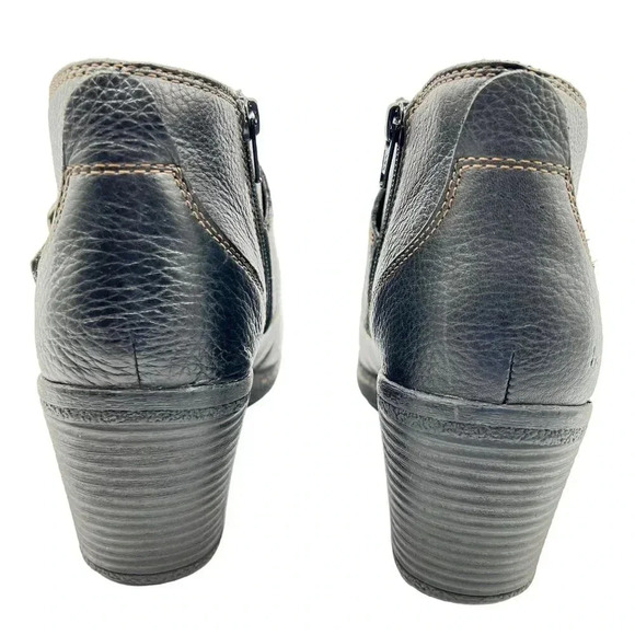 BOC Born Concept Womens10 Brown Pebbled Leather Double Buckle Heeled Zip Bootie - Picture 10 of 16